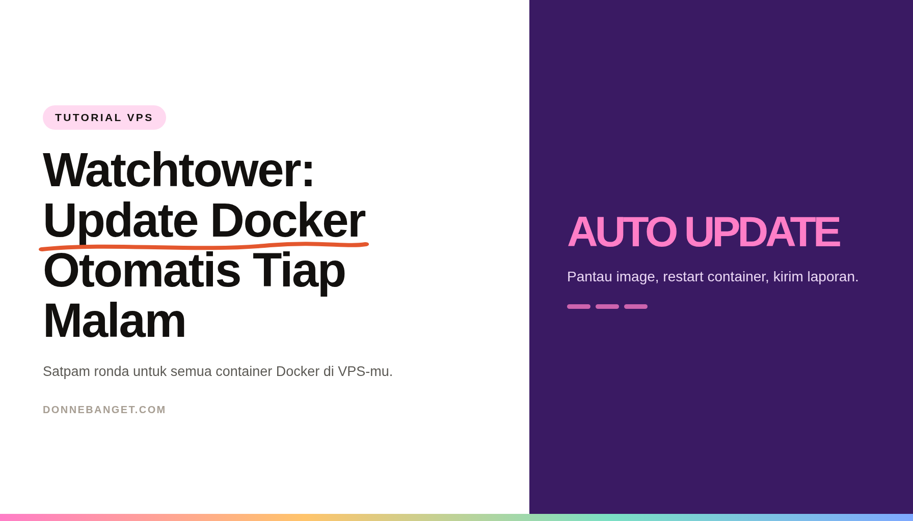 Kartu tutorial Watchtower untuk update Docker otomatis di VPS