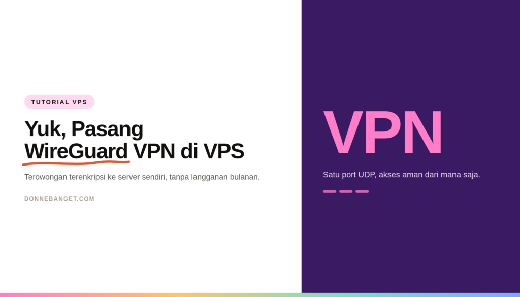 Kartu ungu bertuliskan VPN dengan judul tutorial WireGuard di VPS